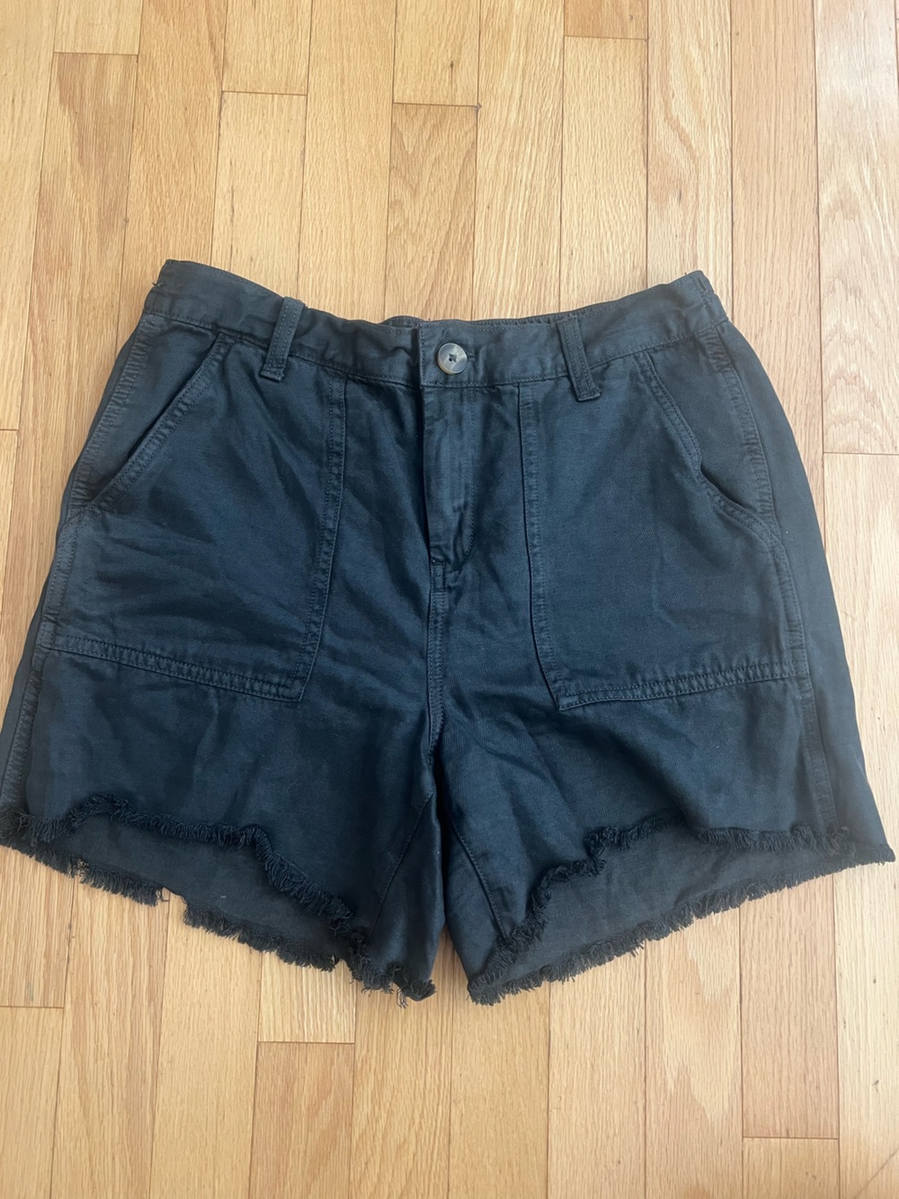 Aerie High-Rise Black Frayed Hem Women's Shorts